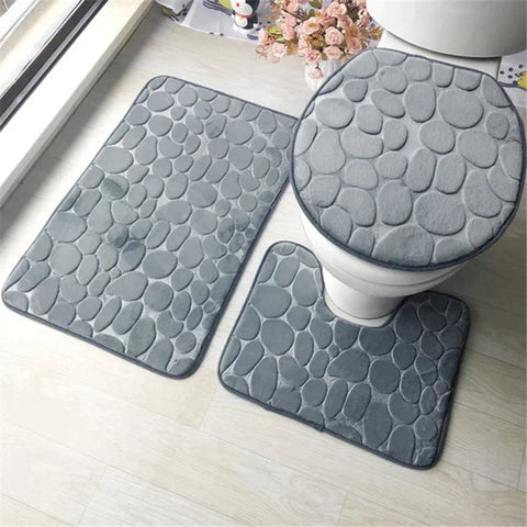 Kit 3 Absorbent Bathroom Mats