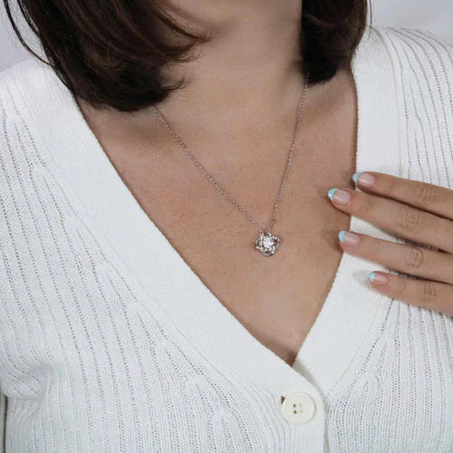 925 Silver Necklace with Rose Pendant and Love Letter - LoveLetter