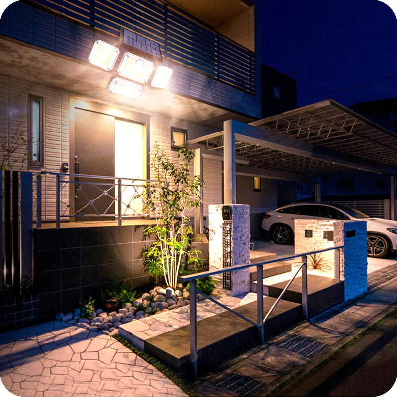 Foco LED solar de 3 focos de 800 W - EcoLight