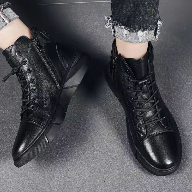 Men's Leather Combat Boots - UrbanStyle