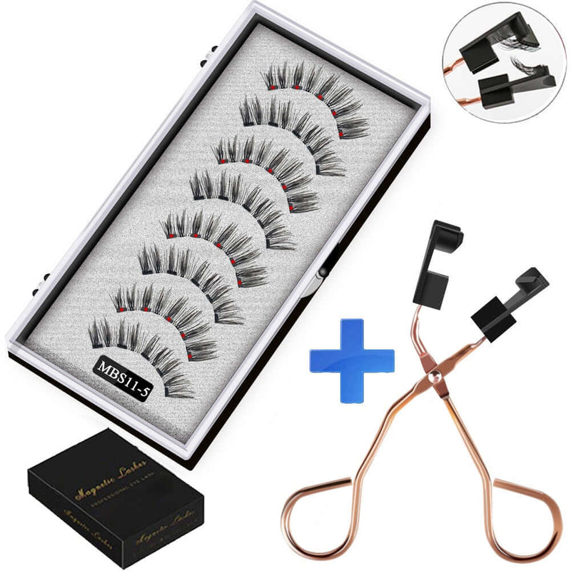 Natural Reusable Magnetic Eyelashes - 4 Pairs with 5 Magnets Each