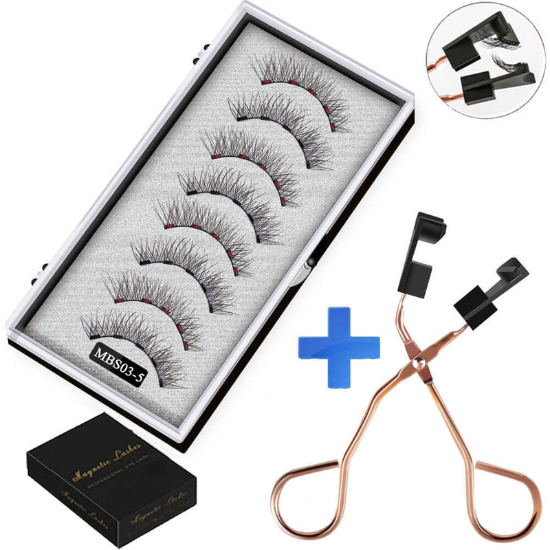 Natural Reusable Magnetic Eyelashes - 4 Pairs with 5 Magnets Each