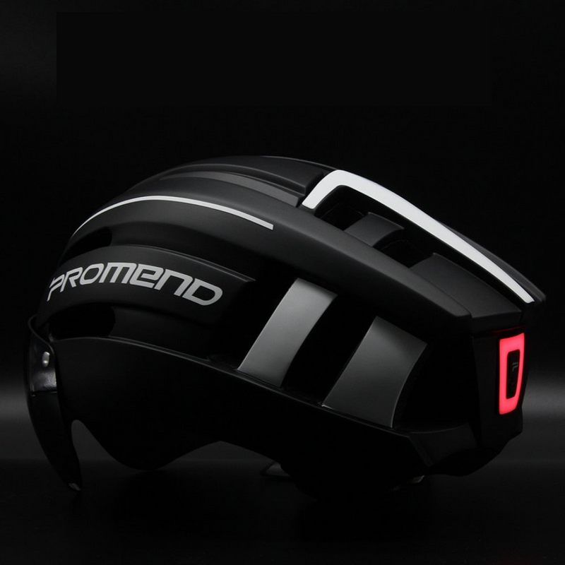 Casco de ciclismo Promend para hombre y mujer con luz trasera y visera magnética 