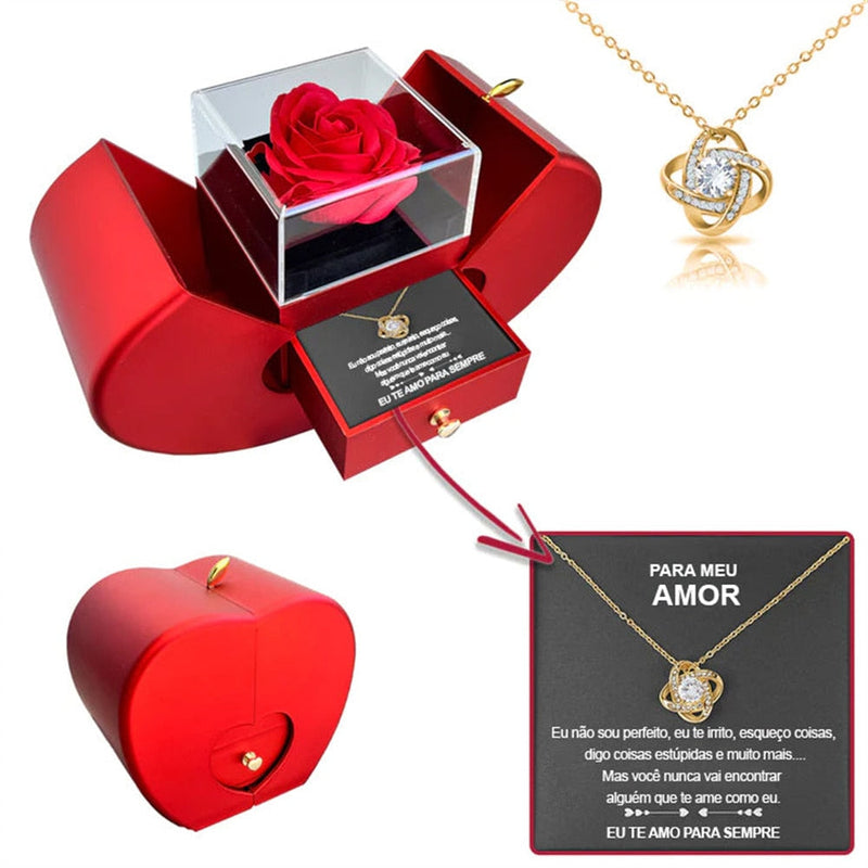 925 Silver Necklace with Rose Pendant and Love Letter - LoveLetter