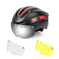 Casco de ciclismo Promend para hombre y mujer con luz trasera y visera magnética 