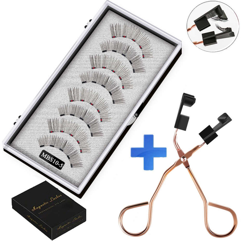 Natural Reusable Magnetic Eyelashes - 4 Pairs with 5 Magnets Each